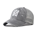 Dettaglio cappello grigio vintage con scritta Fish Fear Me e retro in rete - Regolabile / Grigio