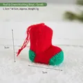 Red and green knitted Christmas boot ornament for tree hanging decoration, 5x5cm size - Small Red and Green Boot