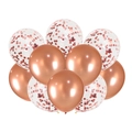 12 inch rose gold party balloon set with metallic finish and confetti filled balloons - Pearlescent Confetti Style / 10 Pieces Pack / Rose Gold