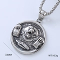 Macro shot of a vintage silver roaring bear head pendant with 33mm diameter details - Bear Head and Claw Relief Style (Style 20)
