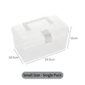 Small clear plastic storage bin with white handle and lid, size 19.5x10.5x11cm - Small