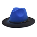 Cappello Fedora sfumato blu e nero in feltro con cinturino in pelle e borchie - M(56-58cm) / Blu Reale + Nero