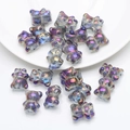 3D teddy bear crystal pendant in iridescent purple and blue for DIY jewelry crafts - Amethyst