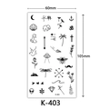 Minimalist black temporary tattoo stickers with moon and bird symbols, model K-403 - K-403 Multi Mini Icons