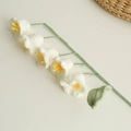 Handmade crochet lily of the valley flower with white bells and green leaves for gift - Lily of the Valley (5-Head Single) / White