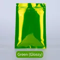 Glossy green aluminum foil ziplock bag with top seal and easy-tear notch for packaging - 15x22cm*16cm Glossy Green Finish [100 Pieces]
