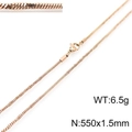 Rose gold stainless steel snake chain necklace 1.5mm width 550mm length with lobster clasp - Rose Gold 550x1.5mm(KN203676-Z)