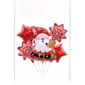 5-piece Santa Claus foil balloon set with red stars and snowflakes for Christmas party decor - Santa and Reindeer