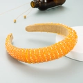 Eleganter dicker orangefarbener Perlen-Haarreif für Damen mit funkelnden Kristallperlen - Orange