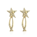 Orecchini a stella pendenti in oro 18K con curve geometriche e zirconi scintillanti - Stile Nappine a Stella a Cinque Punte Dorata (41585)