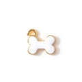 Cartoon bone shaped alloy pendant with golden plating and white enamel finish - White
