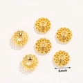 Set of six 6mm gold hollow flower spacers for DIY jewelry making and bead crafts - No.15 Hollow Six-Petal Bead Cap 6mm