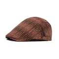 Casquette plate marron à rayures pour homme avec boucle en métal de style anglais - Rouge Foncé