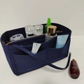 Organiseur en feutre bleu foncé avec compartiments multiples et fermeture éclair - Style à Fermeture Éclair Centrale 21*11*13cm / Bleu marine