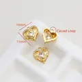 Detailed view of 11mm gold-plated heart pendant with centered cubic zirconia and closed ring - 1# 18K Gold Plated Heart with Wings