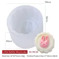 3D rabbit mooncake silicone mold in white, size 54x56x43mm for DIY scented candles - Rabbit Style YB-59