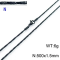 Black stainless steel snake bone chain necklace in 500x1.5mm minimalist style - Black 500x1.5mm(KN203711-Z)