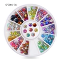 Colorful AB rhinestones in a white carousel wheel for nail art DIY designs - Multicolor AB Flatback Rhinestones (sp0001-38)