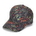Detail of vintage Paris print and floral patterns on a charcoal grey baseball cap - One Size / Black