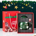 Green Christmas ceramic mug gift set with Merry Christmas lettering and gift box - Gift Box / Green