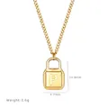 18K gold letter P padlock pendant necklace with adjustable chain for women - Letter P