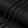 Cadenas de caja cuadrada de acero inoxidable negro mate en cuatro grosores diferentes - Negro / 25 Mm X 60 Cm De Largo