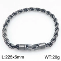 Bracciale da uomo a corda ritorta da 6 mm in acciaio inossidabile grigio opaco scuro - Stile Grigio Scuro Vintage (KB210374-KFC)