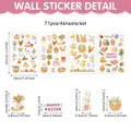71pcs Easter wall decals set featuring bunny footprints, eggs and flowers size details - Bunny With Basket And Daisy Style (CT26Y80033J_T) / Spec 2