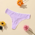String violet à côtes pour femme avec nœud blanc délicat et détails dentelle - S / Mauve Clair