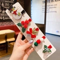 Christmas hair clip set for girls with snowman, holly leaf, and glitter bow star designs - Style 1 Snowman 5Pcs Set