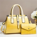 Yellow crocodile pattern handbag set with matching envelope wallet and chain strap - L28xW14xH20cm / Yellow