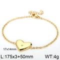 Bracciale a cuore dorato con strass e catena regolabile per le donne - Bracciale Oro
