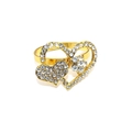 Gold napkin ring featuring hollow hearts and a rhinestone flower for wedding decor - Style 4-Gold Hollow Heart with Rhinestones