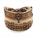 Bohemian geometric pattern headband with brown tribal motifs and elastic seamless fabric - Style 118