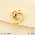 Ciondolo a cuore dorato con sagome di bimbo e bimba in acciaio inossidabile, 14x12mm - Stile Cuore Bambino E Bambina (KLJ10781-ZLA)