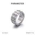 Anello squadrato punk argento da uomo, larghezza 10mm con texture rivetti e peso - US 8 / Stile Rivetto Industriale (KR1087872-K)