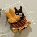 3D resin baguette bread basket fridge magnet, miniature food decor, 4cm x 5.8cm - Wine and Bread Basket