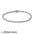 Silver stainless steel Rolo chain bracelet with lobster clasp, size 200x2.4mm - Silver (KB126616-Z)