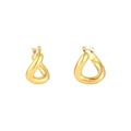 Polished gold double-layered C-shaped hoop earrings with twisted metal strap texture - New Twisted Trapezoid Earrings - Gold