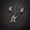Set di gioielli in acciaio inossidabile con collana e orecchini a forma di bulldog minimal - Bulldog Francese Acciaio (146)