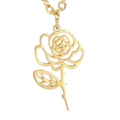 Minimalist 18k gold plated stainless steel necklace featuring a hollow rose flower pendant - Gold Rose Flower