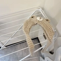 Diadema de punto beige para bebés con orejas de oso 3D y detalles de cara de animal - Niños (46-54cm) 1-12 Años / 5# Blanco roto
