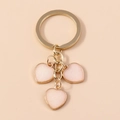 Pink glitter heart keychain charm with gold rings for handbags and accessories - Small Heart / Pink