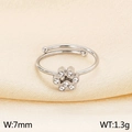 Bague ouverte patte de chat en argent avec zircons et anneau réglable pour femmes - Style B Empreinte de Patte Incrustée (KR103467-GC)