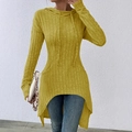 Détail d'un sweat à capuche côtelé jaune moutarde avec cordon et ourlet asymétrique - S / Jaune