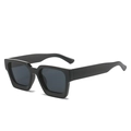 Chic black thick frame square sunglasses with glossy finish and dark lenses - Regular / Black Frame Grey Lens