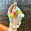 Cute green beaded keychain accessory with pumpkin charm and rabbit phone strap decoration - Green Pumpkin Rabbit