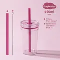 450ml pink Tritan straw cup with matching lid and stainless steel cleaning brush - 450ml / Fuschia