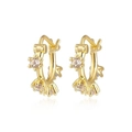 Elegante goldene runde Creolen mit funkelnden Kristallen für einen luxuriösen Look - Weiß (Weißer Zirkonia)