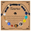 Handmade Taurus constellation bracelet with natural blue sand stones on a gift card - Taurus-Braided Cord